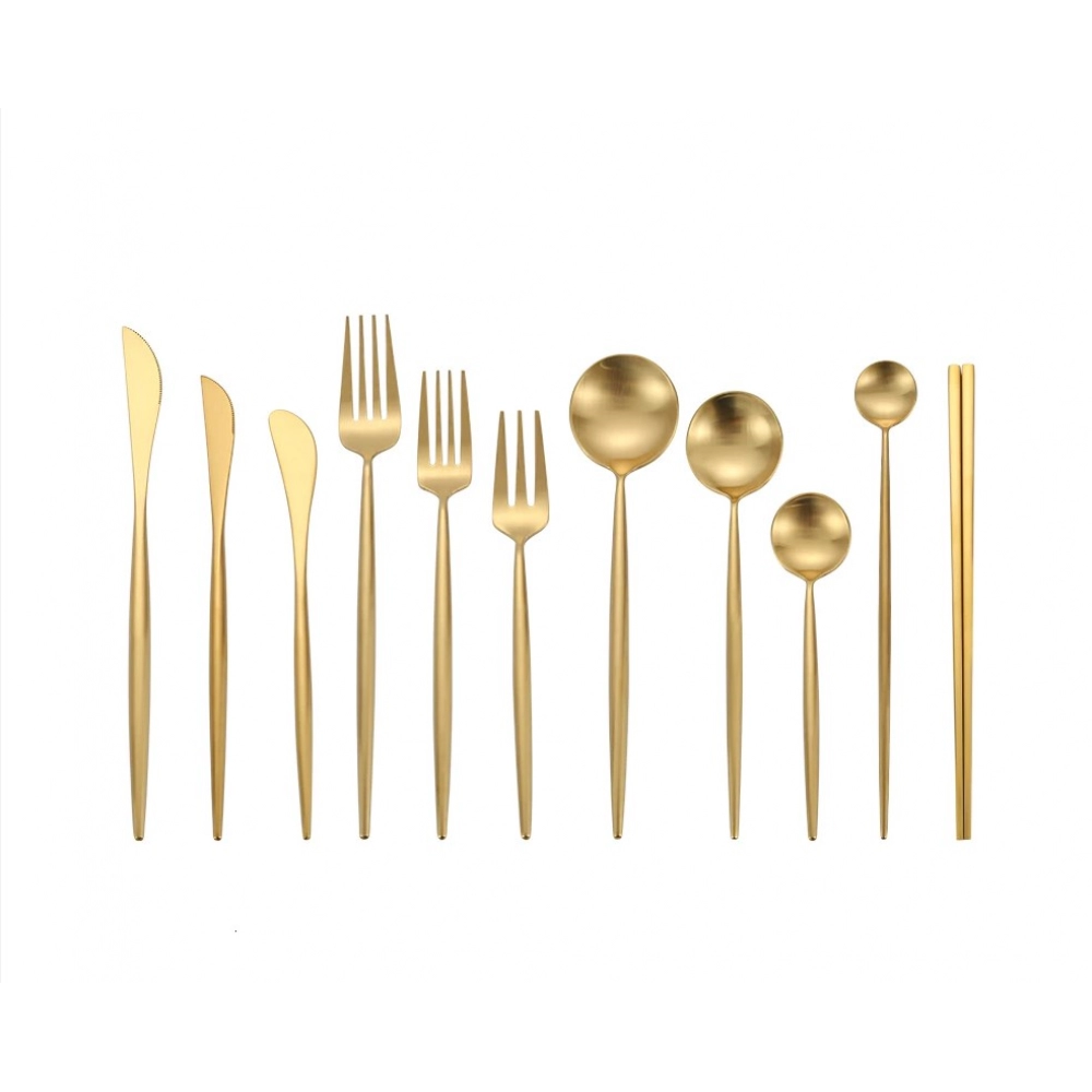Gold Cutlery Set Forks Knives Spoons 18/10 Stainless Steel Dinnerware Set 1 Pieces Fork Spoon Knife Chopsticks Set Dropshipping
