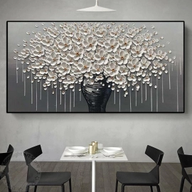 Abstract Golden Tree Flower Luxury Canvas Painting Minimalism Posters Wall Art Picture Modern Room Hoom Decoration Large Size