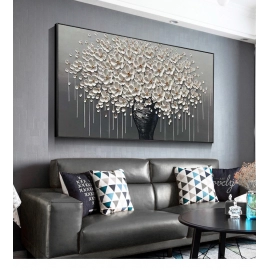 Abstract Golden Tree Flower Luxury Canvas Painting Minimalism Posters Wall Art Picture Modern Room Hoom Decoration Large Size
