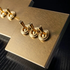 Home Improvement Wall Light Toggle Switch Vintage Brass Lever Stainless Steel Champagne Gold  Concealed Metal Switch Panel