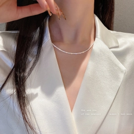 New 925 Sterling Sliver Choker Necklace for Women Rhinestone Tennis Gold Necklace Crystal Chain Jewelry Collares Femme